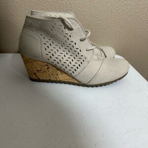 Skechers Beige Perforated Wedge Shoes